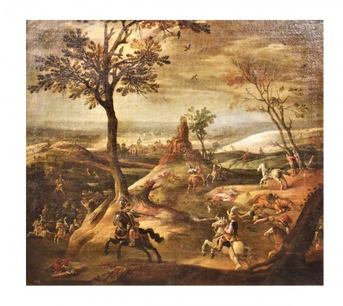 "Assault on the village" Flemish master of the17th century
